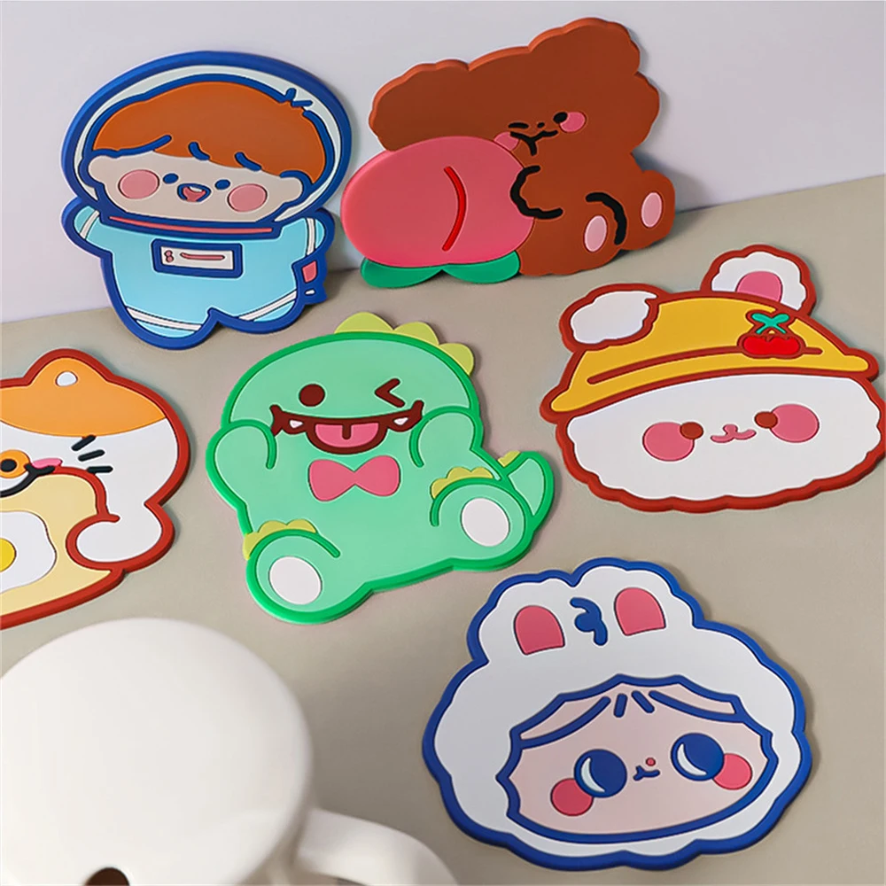 

2023 Cute Cartoon Shaped High Quality Tea Coaster Cup Holder Mat Coffee Drinks Silicone Coaster Cup Pad Placemat Home Tableware