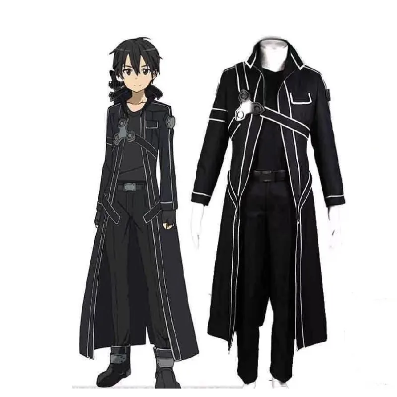 

Косплей аниме меч искусство онлайн Kirito Kazuto Kirigaya куртка костюмы Хэллоуин наряд женский костюм женская униформа