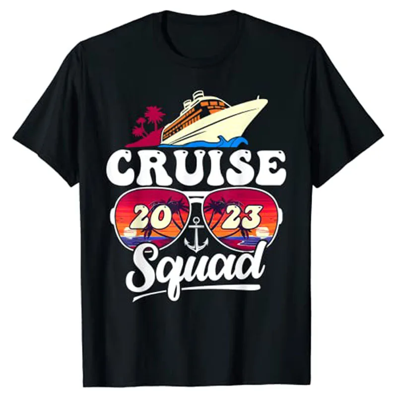 

Cruise Squad 2023 Family Vacation Matching Family Group T-Shirt Short Sleeve Graphic Tee Tops Cute Trip Travel Holiday Clothes