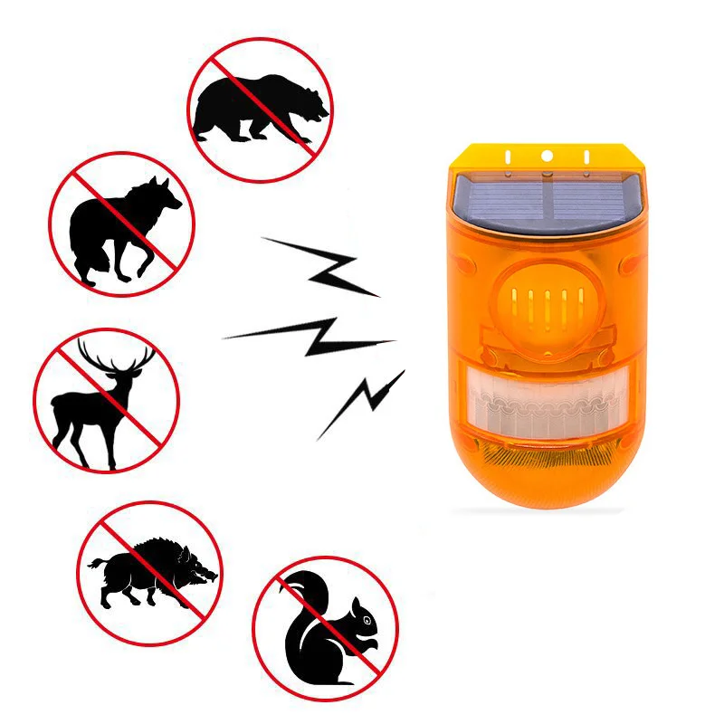 

Anti-theft Animal Drive Warning Device Siren Human Body PIR Sensor Infrared Motion Lamp Light and Sound Alarm Solar Charging