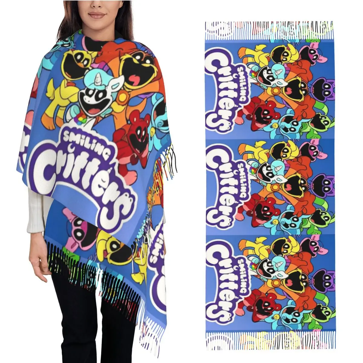 Улыбающийся шарф-защепка для малышей сохраняющий тепло шаль накидки с кисточкой