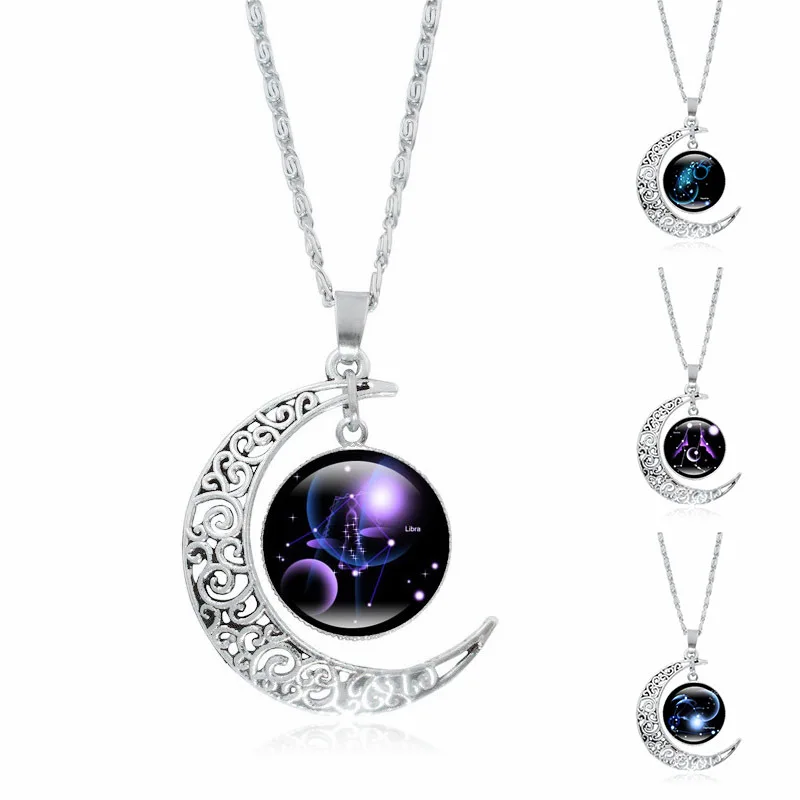 

12 Constellation Pendant Necklace Zinc Alloy Silver Color Necklace For Men & Women Jewelry 2022 New Fashion As Gfits For Friend