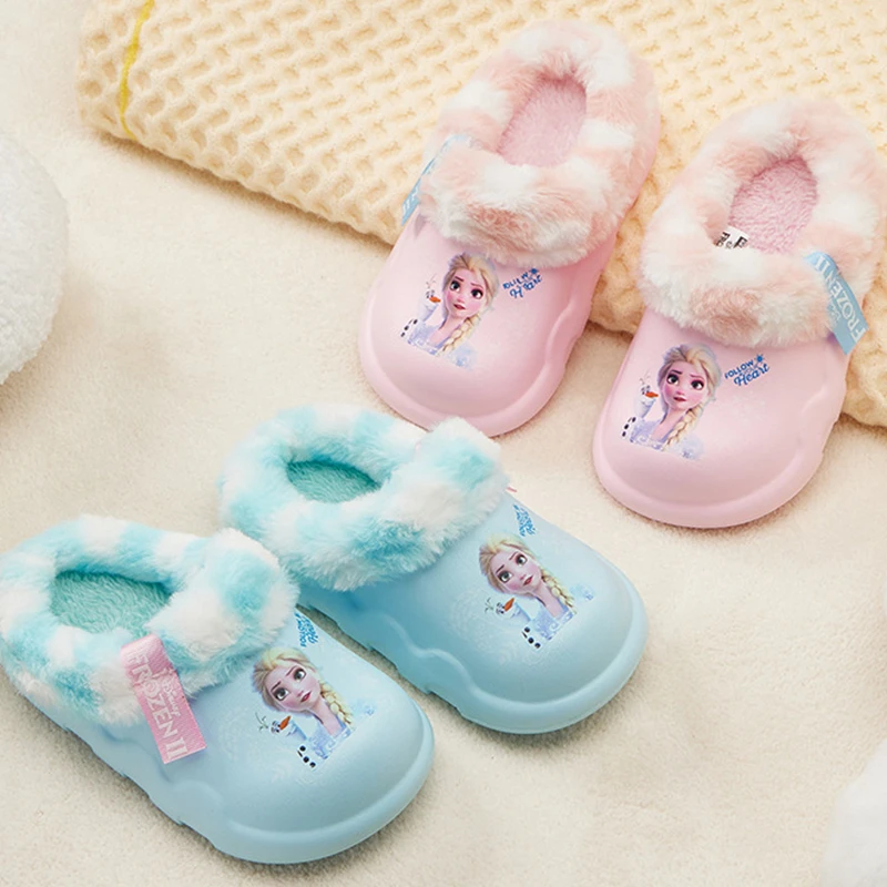 

Disney Frozen Aisha Princess Children's Cotton Slippers Winter Home Non-slip Cute Cartoon Slippers Children's Christmas Gifts