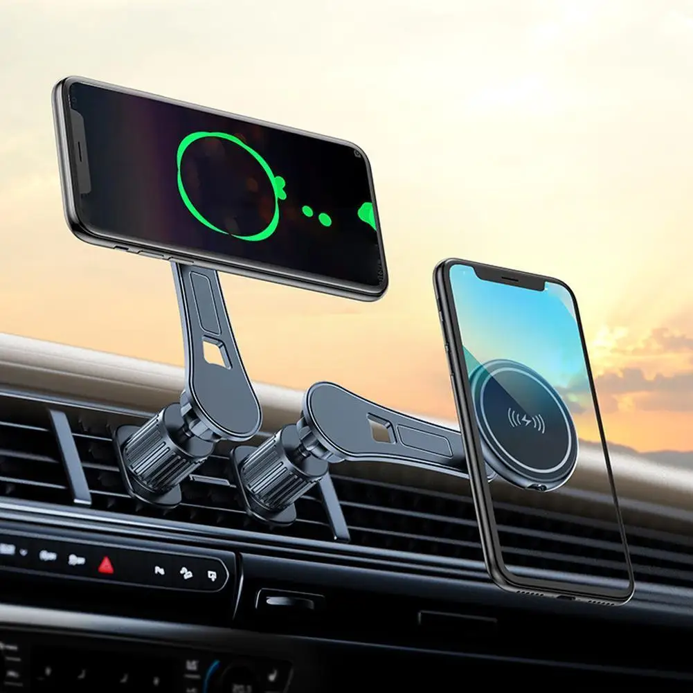 

Магнитное Беспроводное зарядное устройство для iPhone 14 13 12 mini pro max 15 Вт, быстрая Беспроводная зарядка, автомобильный держатель для телефона S O6S9