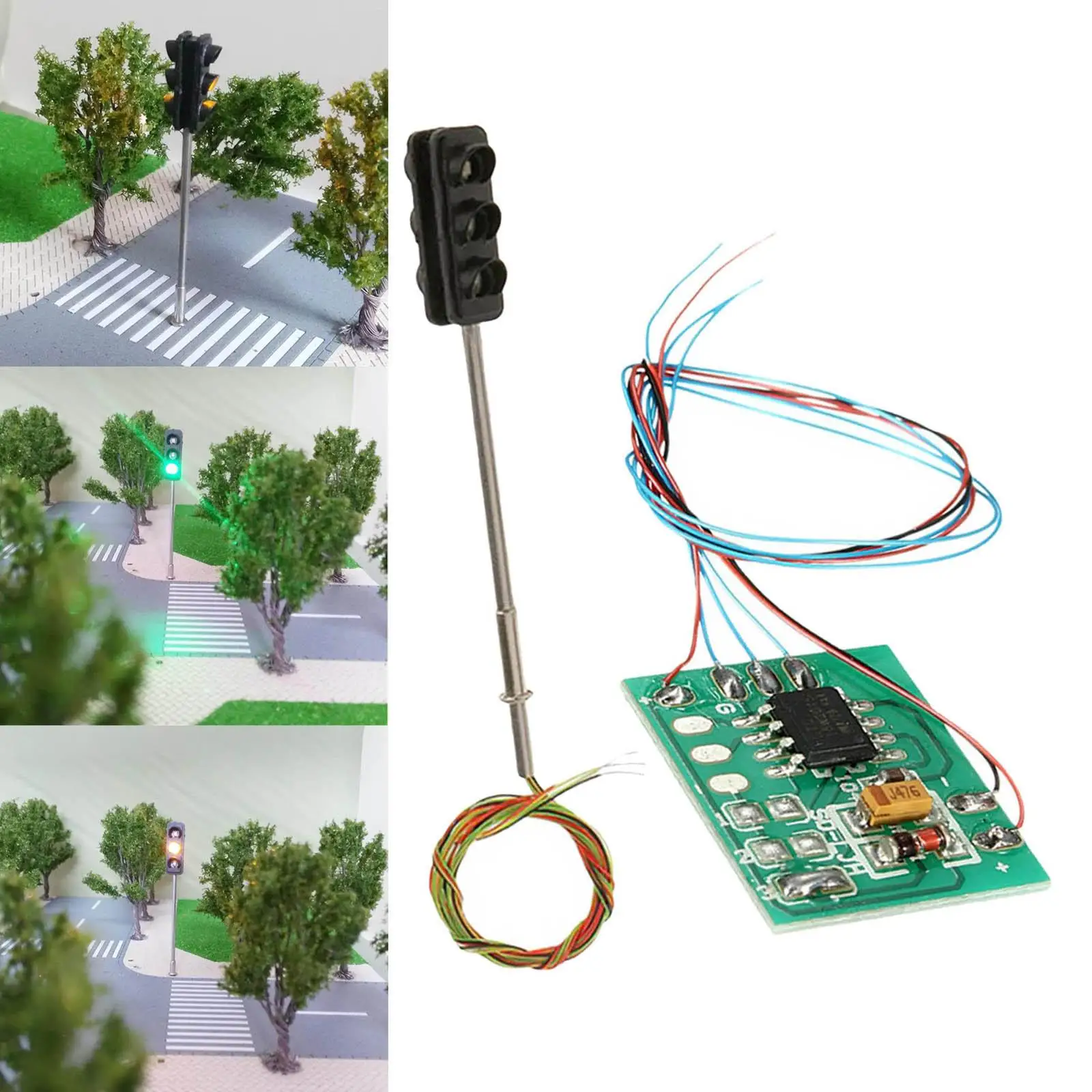 Миниатюрная модель светофора LED высотой 6,5 см классического типа для создания диорамы уличной конструкции на песочнице DIY.