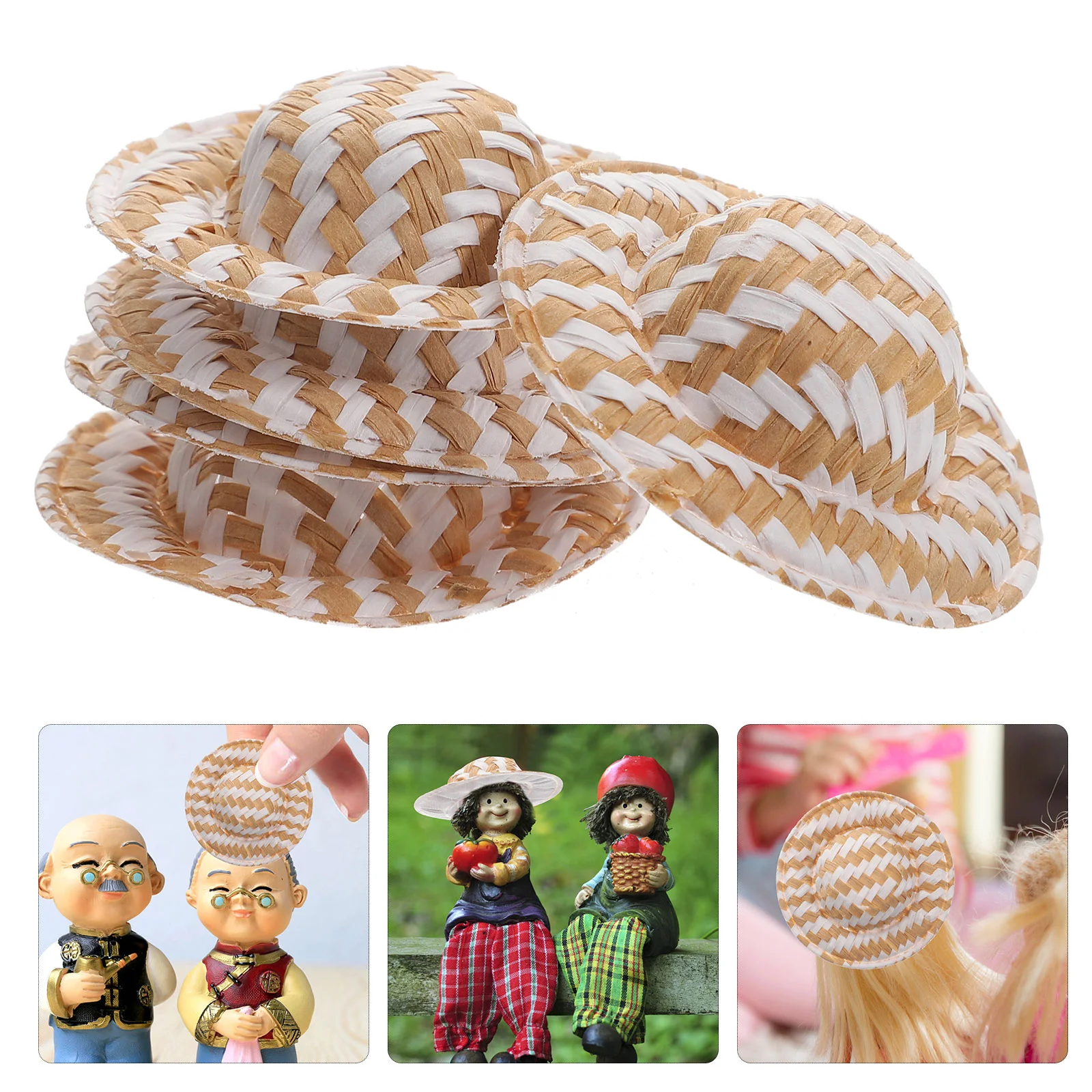 10 шт. миниатюрные игрушки соломенная шляпа тканые шапки с орнаментом для поделок