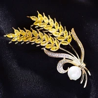 korean style new lucky wheat pearl brooch fashion creative elegant pin big cheongsam jacket accessories corsage