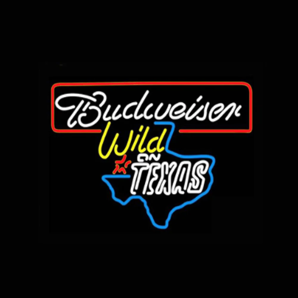 

Budweiser Wild Texas Map Custom Handmade Real Glass Tube Beer Bar Store Advertise Wall Decor Display Neon Light Sign 24"X 20"