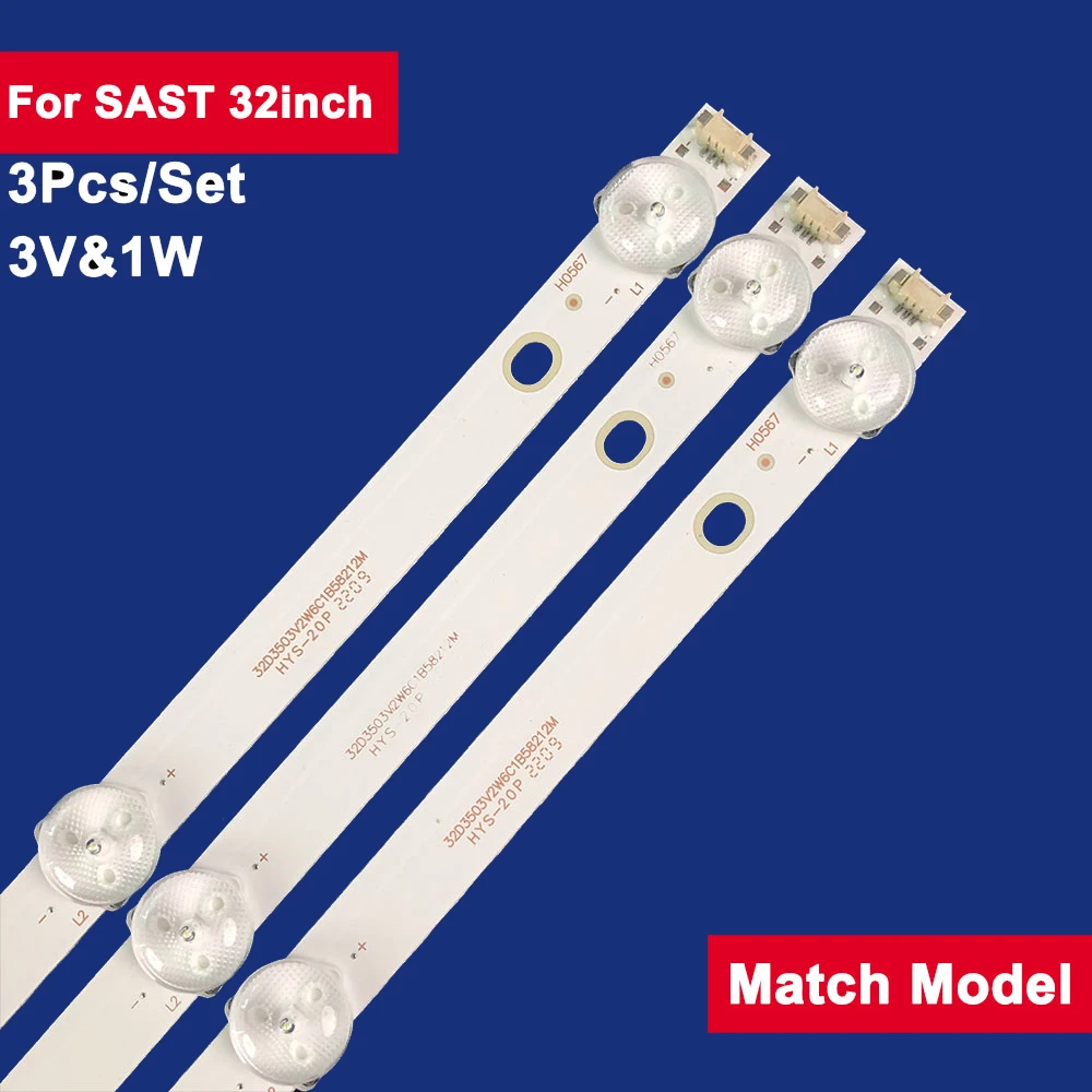 3Pcs 598mm For  SAST 32inch LED Backlight TV Strip 6Leds 3V&1W  JL.D321225006-T3 SAST30A1 HV320WHB-N80 L32F1S SAST26A1 LT3288D
