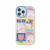 retro cartoon rabbit cute phone case for iphone 11 12 13 pro max mini x xr 7 8 plus se flower strawberry soft shockproof cover