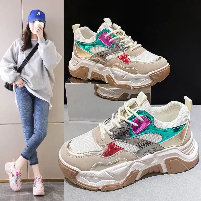 

Женские кроссовки для бега и тенниса, спортивная обувь с блестками, 2021