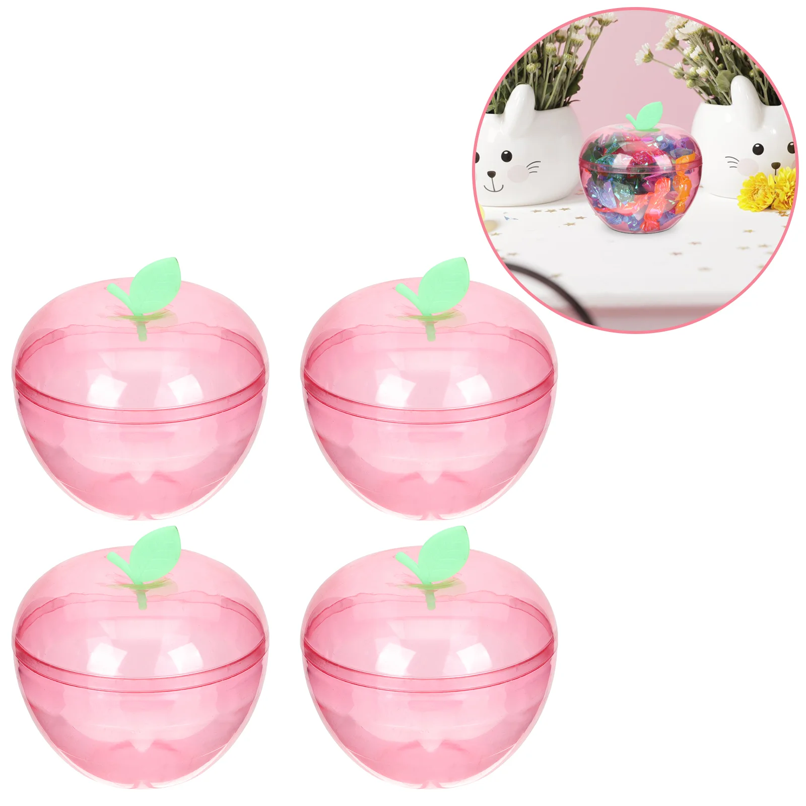 

4pcs Apple-Shaped Candy Cases Candy Gift Filling Containers Xmas Party Supplies