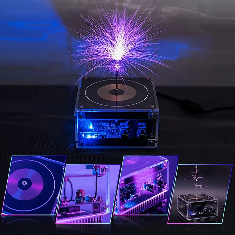 

Bluetooth Music Tesla Coil High Frequency Voltage Pulse Arc Generator, Palm Arc Touchable Lightning AC110-240V Power 120W