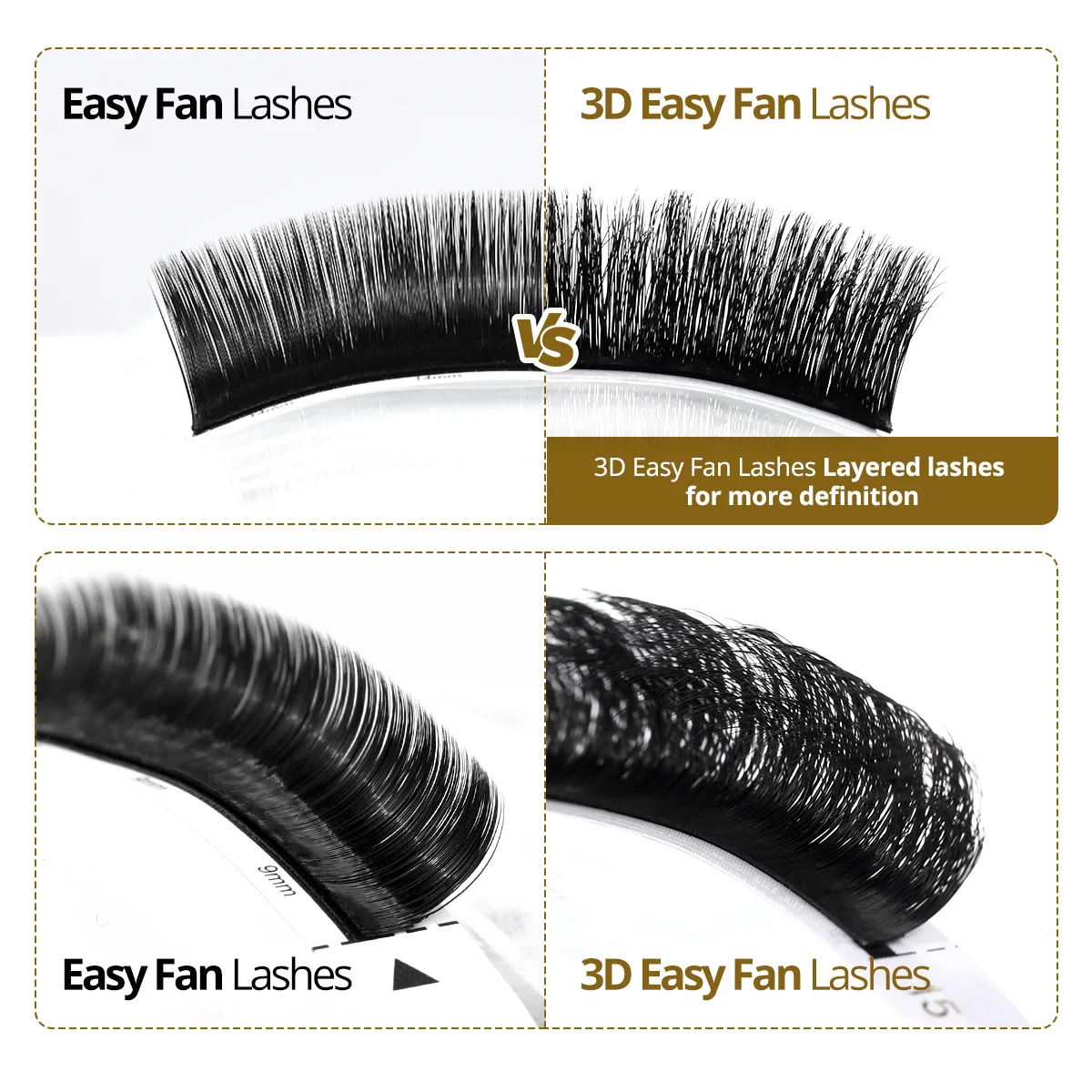 Фото ARISON 3D Easy Fan Lashes Многоуровневые плотно готовые объемные веерные ресницы для наращивания 0,03/0,07 Austomatic Flowering Искусственная норка №4