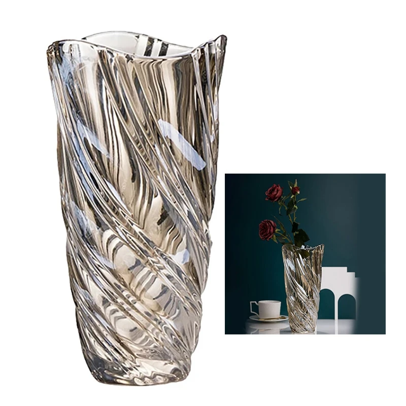 

1Pcs Ryukuang Crystal Glass Vase Flower Arrangement Decorative American Living Room Model Room Hotel Ornaments