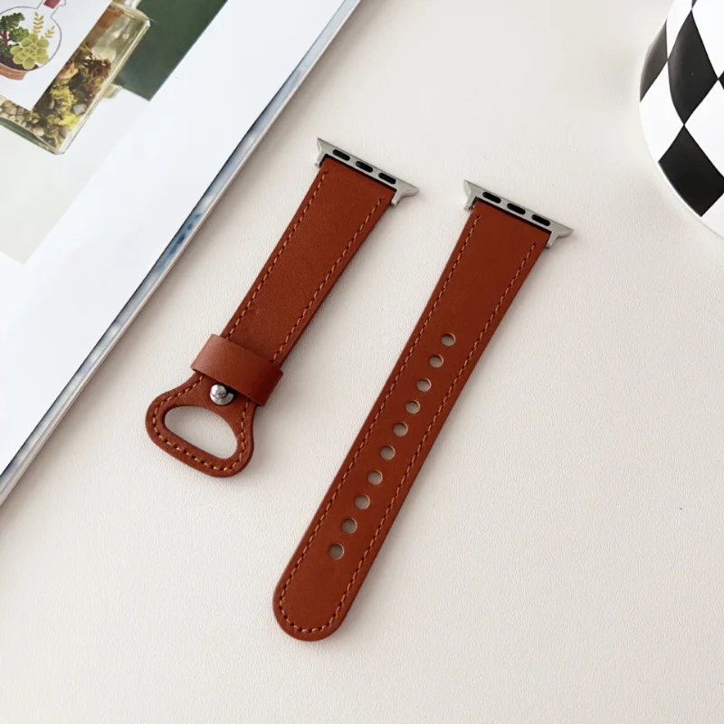 

For apple watch ultra 49mm 6 se 40mm 44mm 8 41mm 45mm band Slim Leather strap for iwatch 7 5 3 38mm 42mm bands women Thin correa