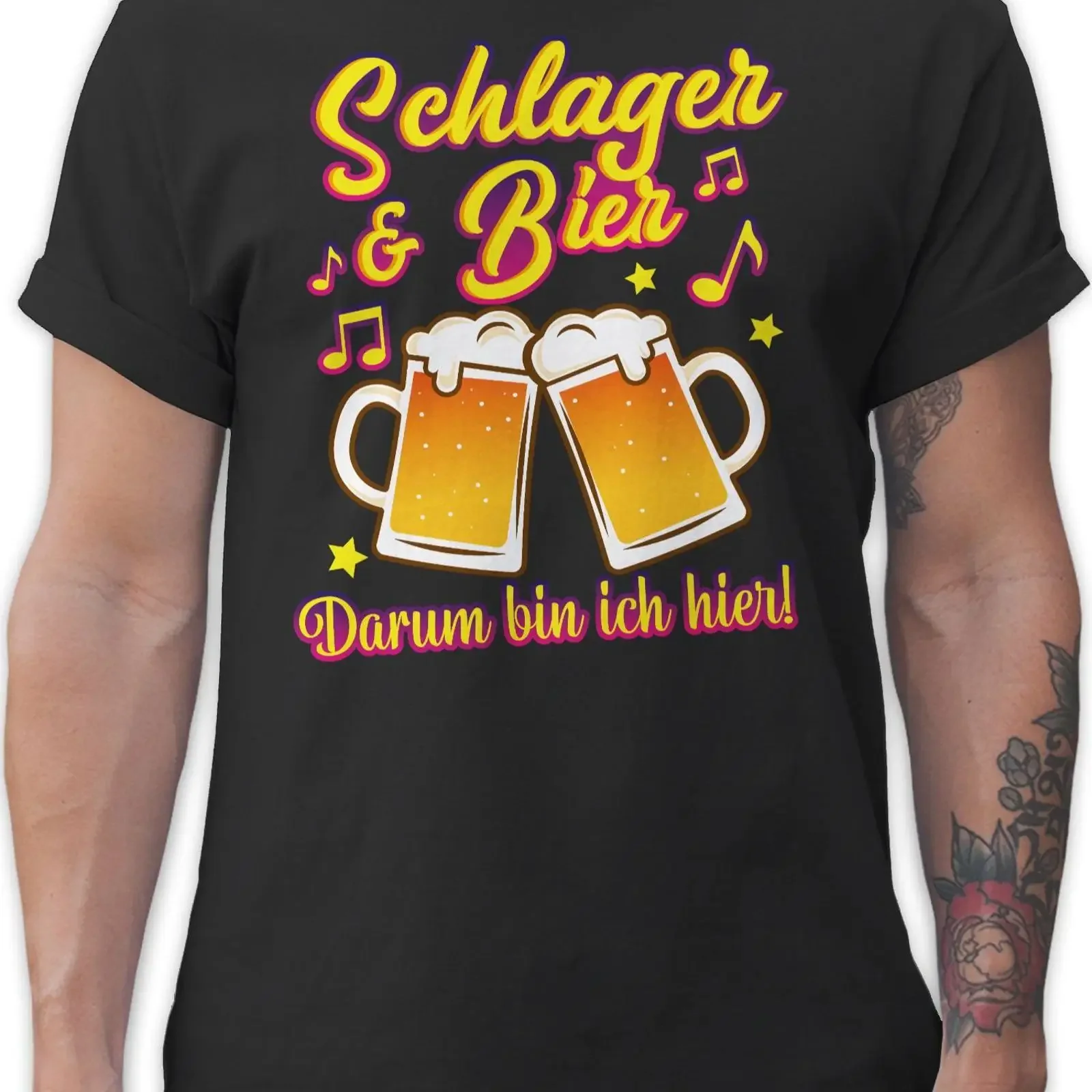 Фото Футболка T Shirtracer с принтом Schlager Beer: Винтажный, мягкий, универсальный повседневный уличный стиль для вечеринок №1