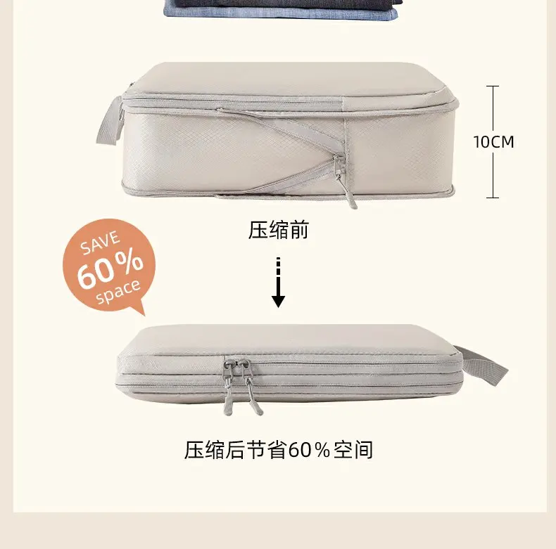 4PCS Compressed Packing Cubes Travel Storage Organizer Set With Shoe Bag Mesh Visual Luggage Portable Lightweight Suitcase Bag