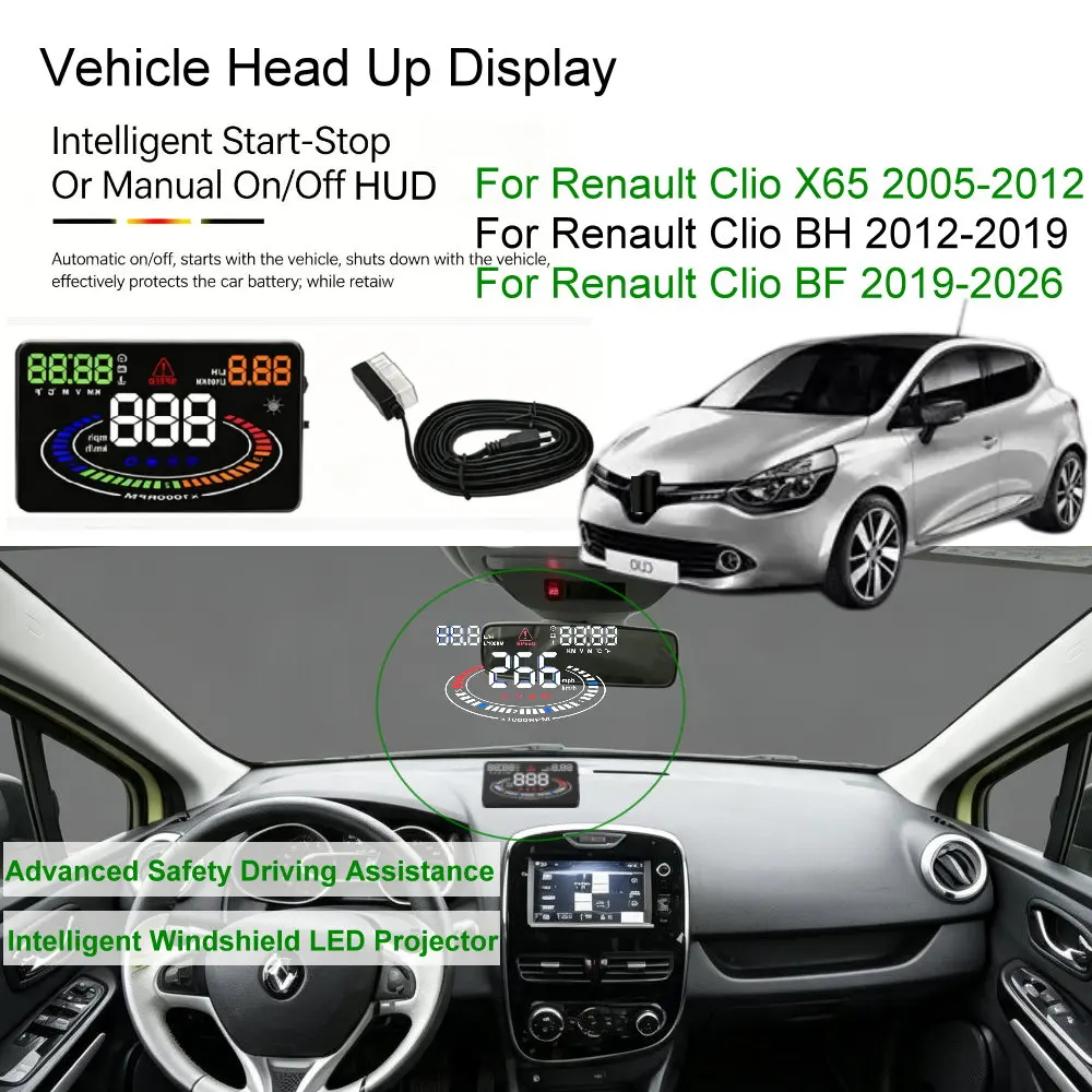 Фото Автомобильный проекционный дисплей HUD для Renault Clio X65 2005-2012, BH 2013-2019, BF 2020-2026, аксессуары для автомобильной электроники. №2