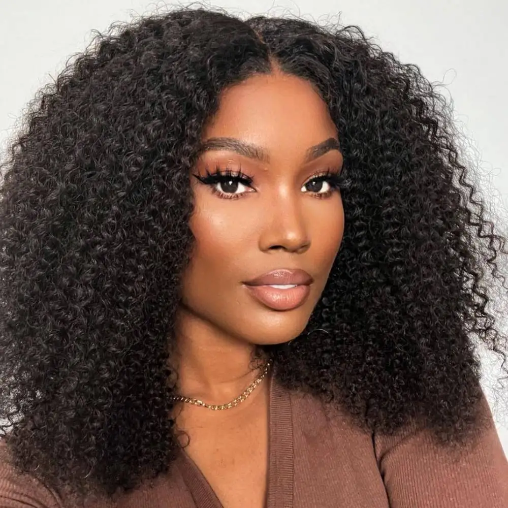 Lace Frontal Human Hair Wigs Afro Kinky Curly Closure Wig Bob Curly Human Hair For Women Preplucked Wig 180% Density YARRA