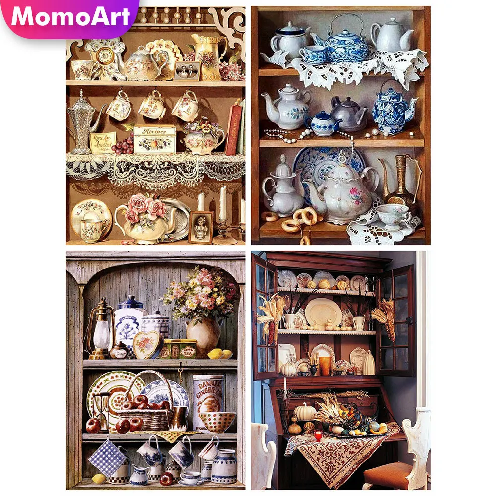 

MomoArt DIY Diamond Painting Kitchen Porcelain Cup Picture Of Rhinestones Diamond Embroidery Scenery Mosaic Art Handmade Hobby