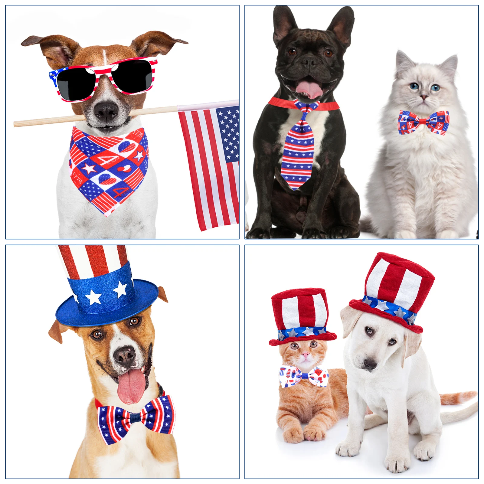 

Pet Grooming Supplies 12 Pcs American Independence Days Dog Cat Bowties Collars 4th of July Holiday Puppy Small Dog Bow Tie