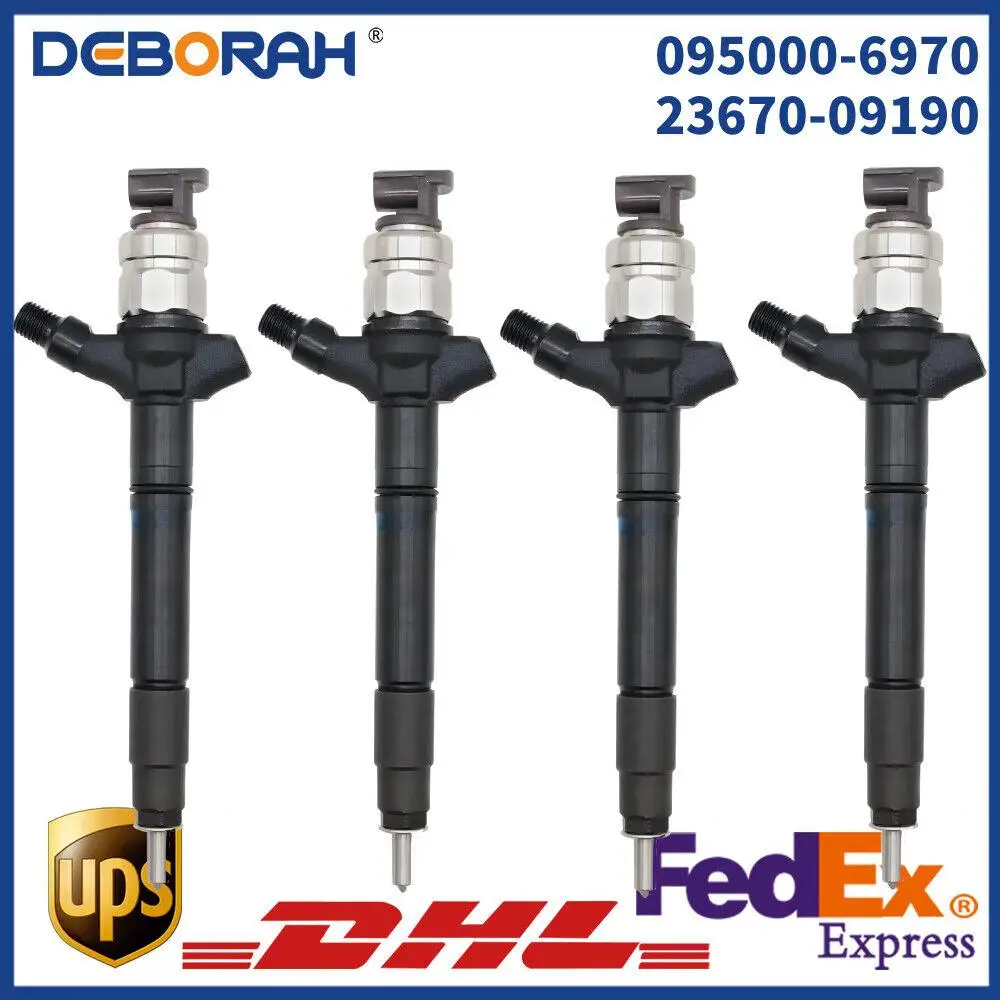 4X 095000-6970 Common Rail Diesel Fuel Injector 23670-09190 for Toyota Avensis