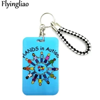 autism pattern wathet credit card id holder bag student women travel bank bus business card cover badge accessories gifts