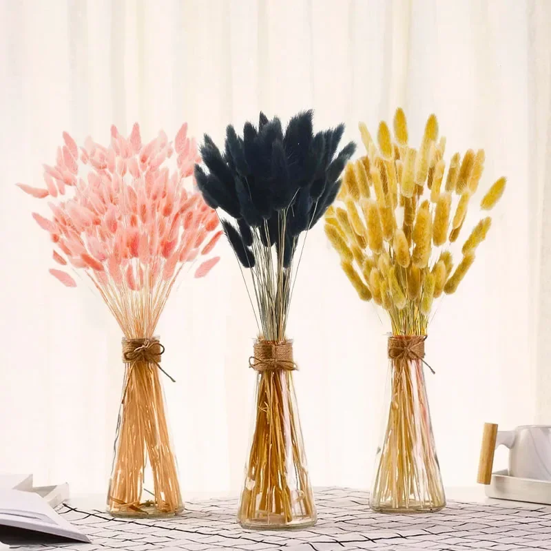 

100PCS Bunny Tails Grass Bouquet Natural Dried Flowers for Wedding Arrangement Rabbit Tails Christmas Party Garden Decoration