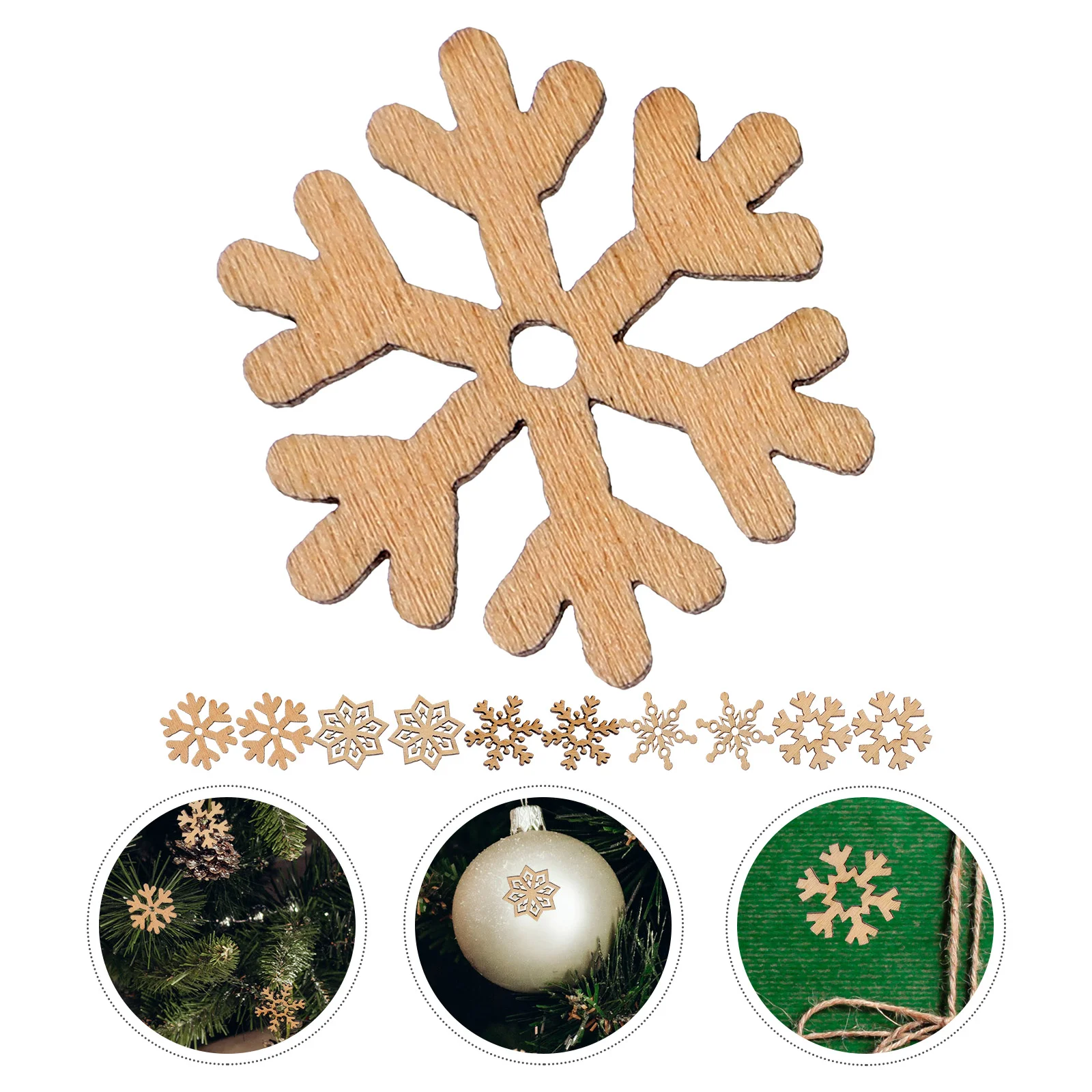 

200pcs Snowflake Wood Slices Christmas Snowflakes Ornaments Wooden Snowflake Cutouts