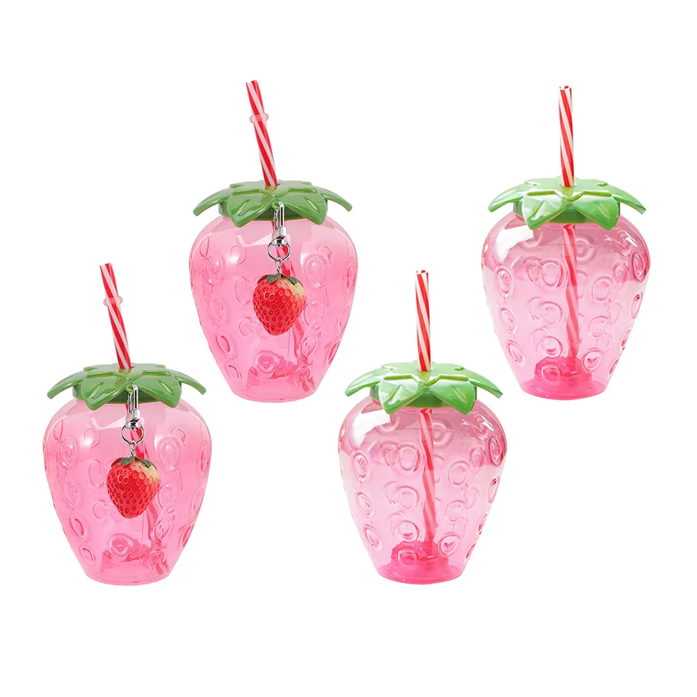 

4 Pcs Sippy Cups Toddlers Strawberry Tumbler Water Glasses Water Drinking Cup Smoothie Bottle Beverage Mug