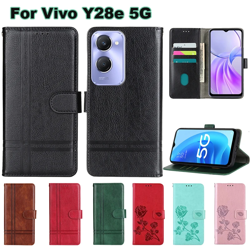 Чехол на Vivo Y28e Женский роскошный чехол-книжка с подставкой для телефона кожаный