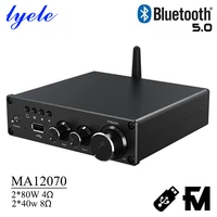 lyele audio ma12070 hifi digital power amplifier u disk low distortion high power 80w2 dc 15v 19v bluetooth 5 0 usb player