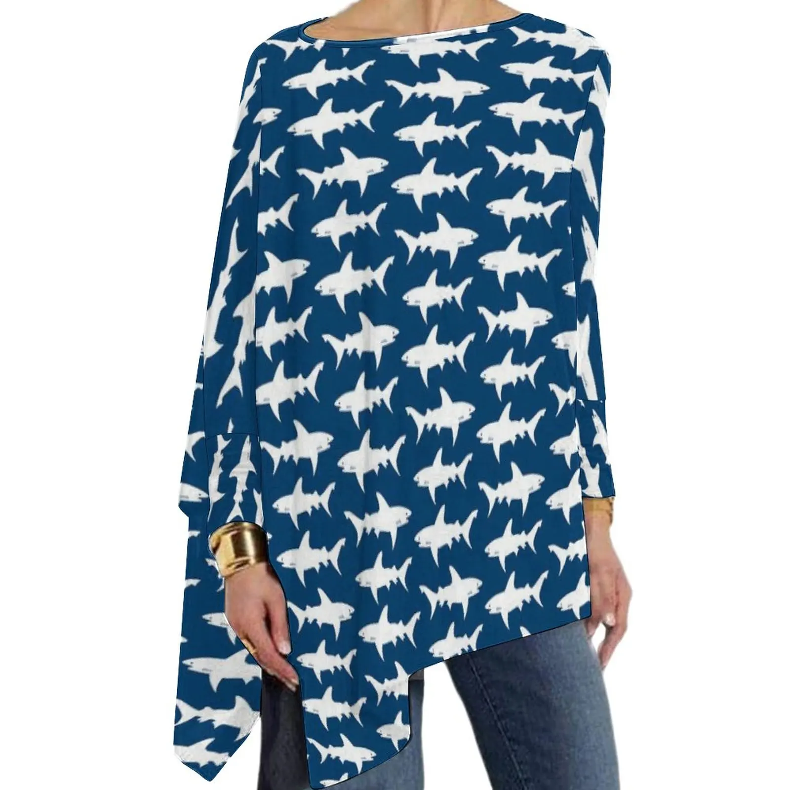 

Женская футболка с длинным рукавом и круглым вырезом, с принтом