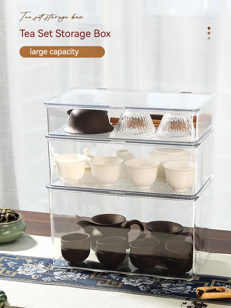 

New Kitchen Storage Tea Set Storage Box Office Living Room Desktop Shelf Dust proof Placing Glass Coffee Water Cup Holder