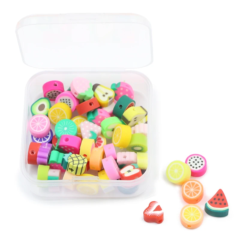 Бусины из полимерной глины в коробке плоские бусины россыпью виде фруктов арбуза