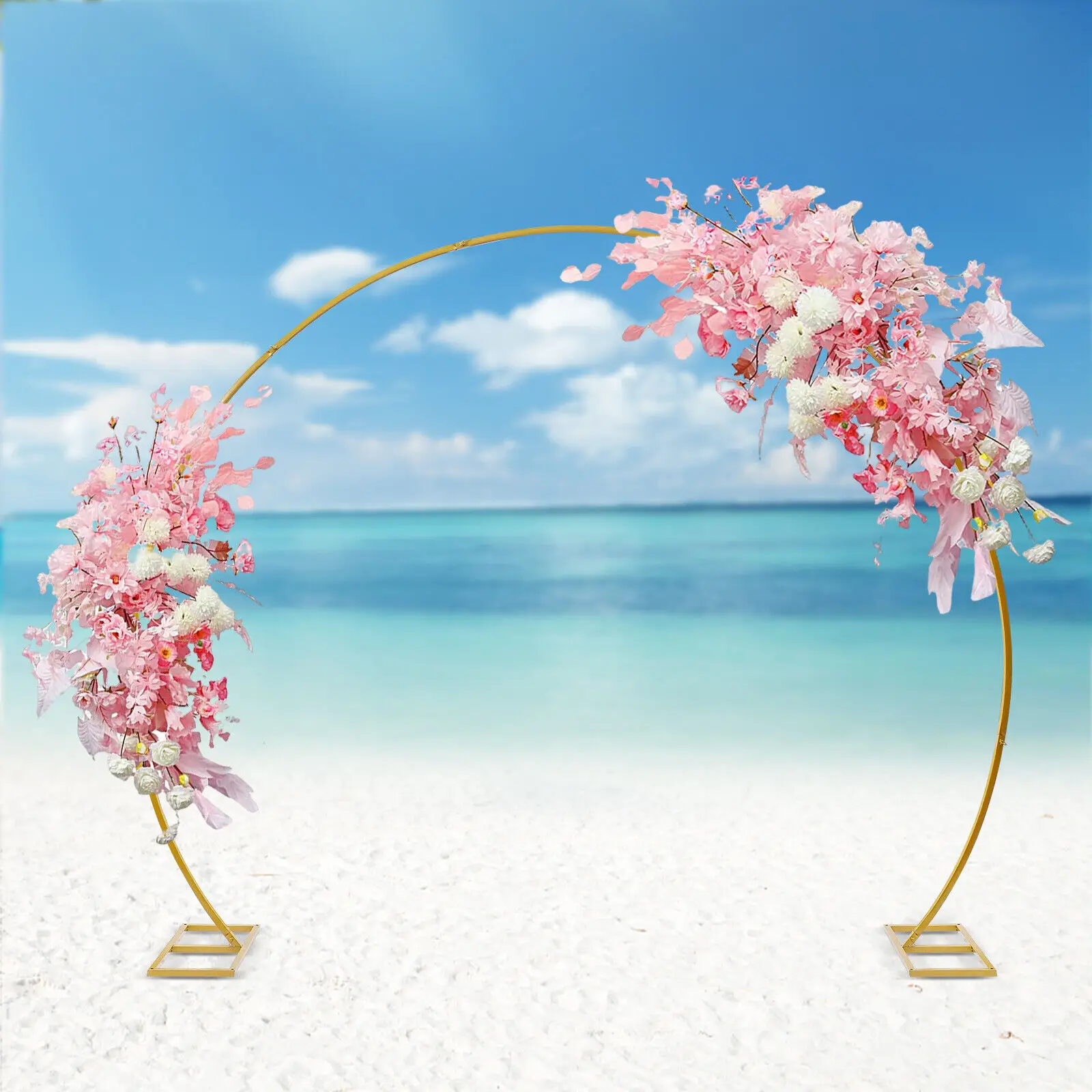 

8.5FT Wedding Arch Gold Round Backdrop Flower Stand Metal Circle Archway Party Balloon Frame Venue Decor