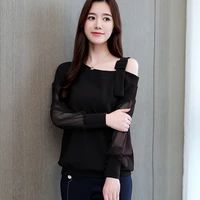 new elegant spring casual new long sleeve shirt women solid korean fashion sexy off shoulder tops female women pullover t shirts