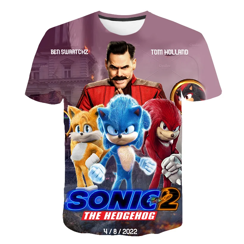 

Super Sonic 2 T Shirt Cartoon Baby Kids Boy Girl Children Short Sleeves Summer Clothing Sonic 2 Cartoon Print Sonic Tee Children