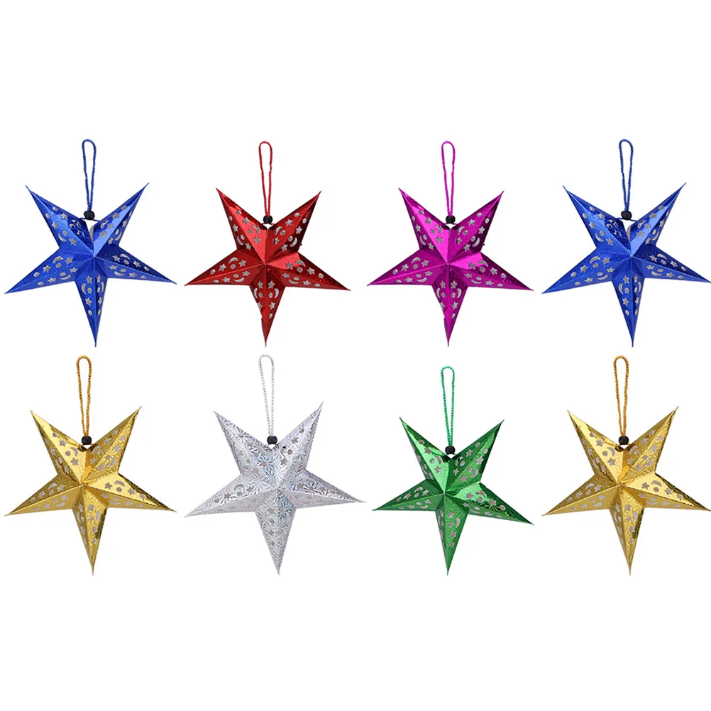 

Star Paper Lantern Christmas Hanging Lampshade Light Lamp Shade Ceiling Lanterns 3D Pentagram Decoration Stars Hollow Forout