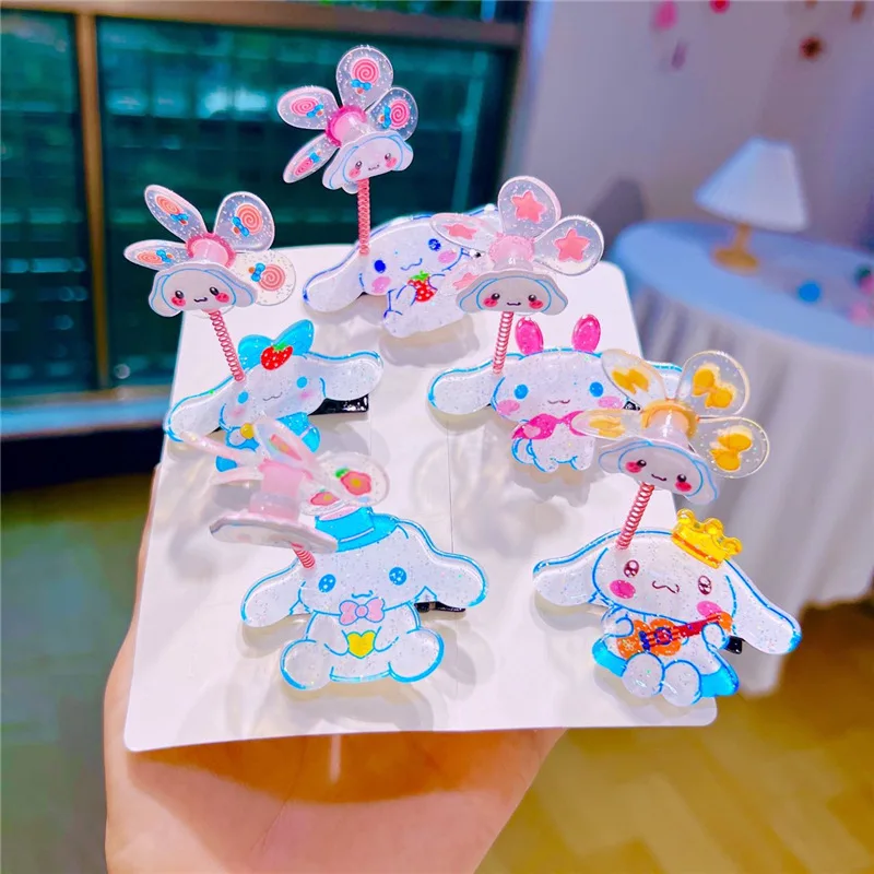 

10 шт. Sanrio Cinnamoroll ветряные зажимы для волос для девочек Акриловые Боковые зажимы розовые Мультяшные Детские аксессуары для волос