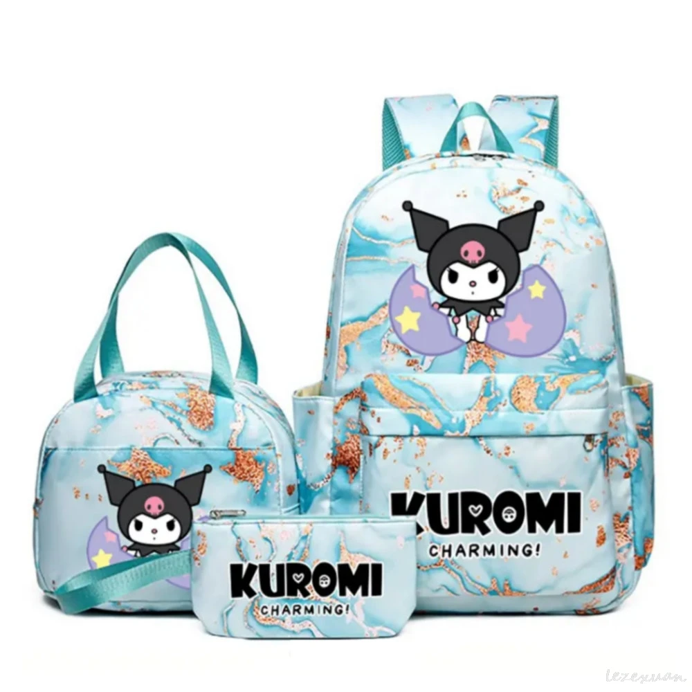 3 шт./компл. милые рюкзаки Kuromi Melody для мальчиков и девочек студенческая сумка