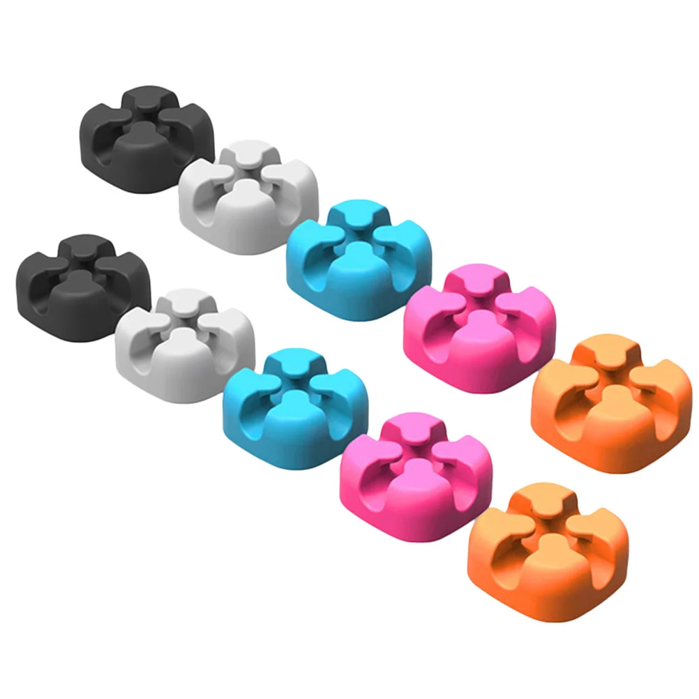 

10 Pcs Silicone Cable Organizers Self-adhesive Desktop Cord Wire Clips Keeper