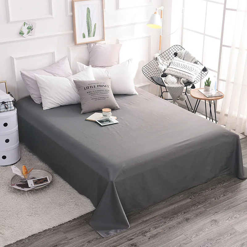 

Bedding Sheet Home Solid Color Flat Sheets Cotton Bed Sheet for King Queen Size Bedspreads for Double Bed