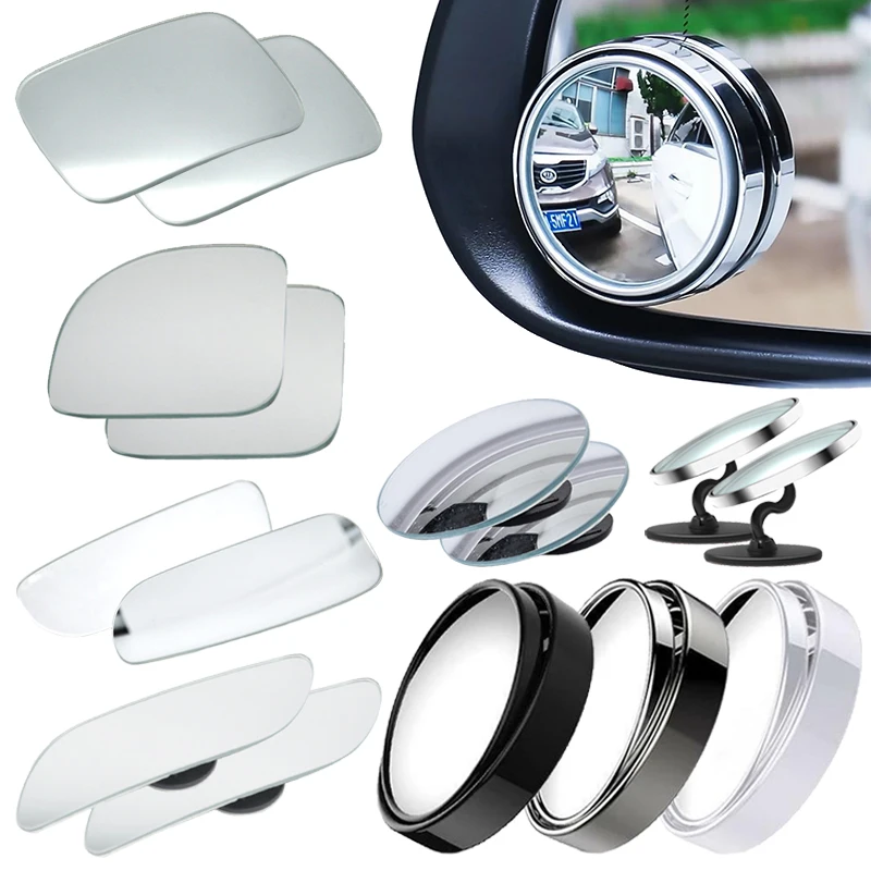 

Автомобильное выпуклое зеркало для слепых зон, 2 шт., широкоугольное регулируемое на 360 градусов прозрачное круглое зеркало заднего вида, вспомогательное зеркало для безопасного вождения