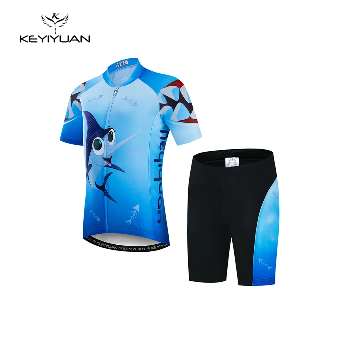 

KEYIYUAN 2023 Cartoon Anime Kids Short Sleeve Cycling Jersey Set Bike Clothing Summer Boy Girl Balance Car Cycle Wear Suit
