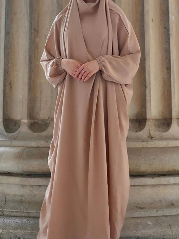 Muslim Woman Jilbab One Piece Prayer Dress Islamic Clothing Hooded Abaya Dubai Turkish Indoneisa Islam Praying Garment Solid