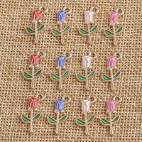 10pcs 19x9mm cute enamel rose flower charms for jewelry making diy handmade necklaces pendants earrings bracelets crafts supply