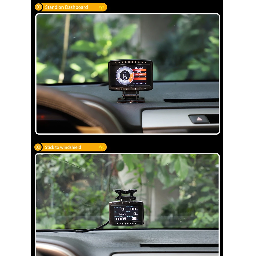 Умный бортовой HUD-дисплей Smart Gauge OBDOBD2 с поддержкой нескольких языков, высокой производительностью и функцией оповещения о скорости (art.: 3920da96405be) - 3920da96405be