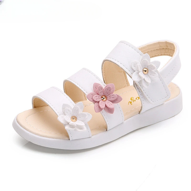 

Girls Sandals Gladiator Flowers Sweet Soft Children Beach Shoes Kids Summer Floral Sandals Princess Fashion Cute High Quality